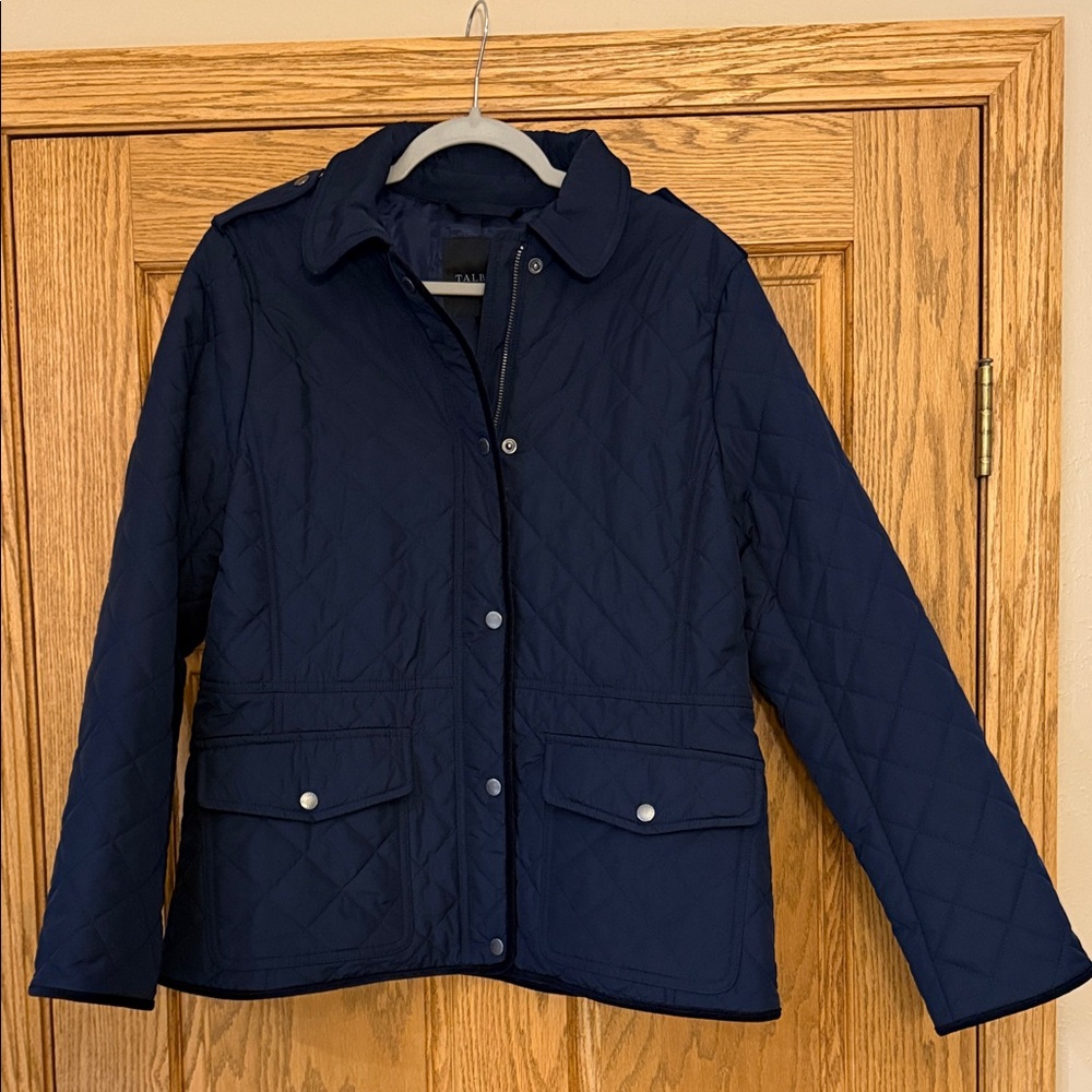 Talbots Dark Blue Quilted Barn Jacket, Size Large